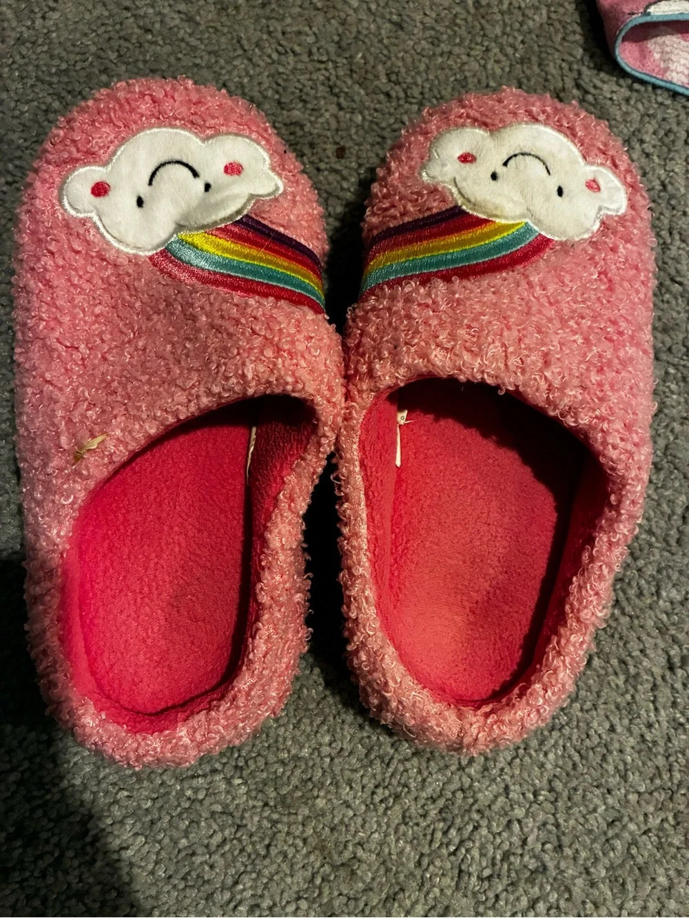 wonder nation Pink Fuzzy Cloud & Rainbow Slip-On Slippers